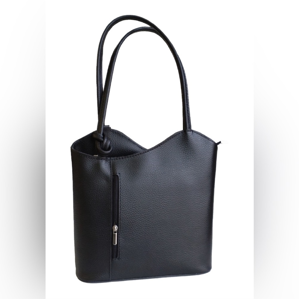 Vera Pelle Women’s Leather Shoulder and Back Bag Black